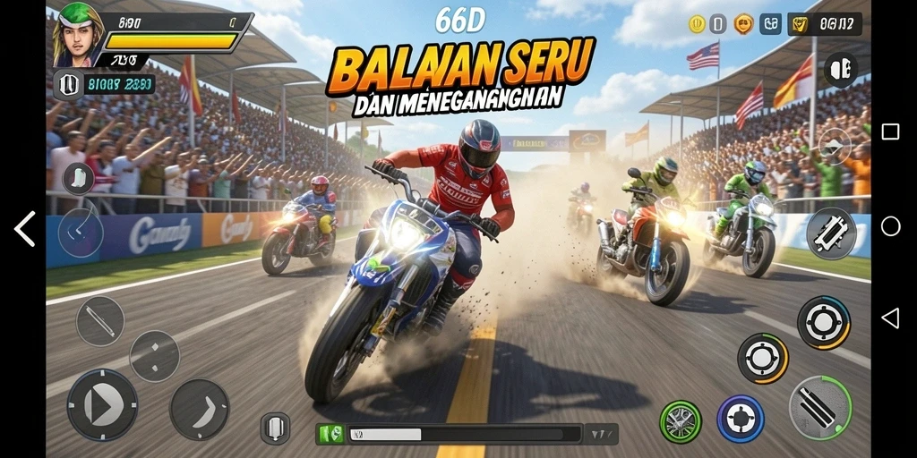 Tampilan gameplay 66D yang penuh aksi dan adrenalin.