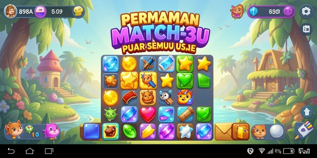Tampilan gameplay seru dalam 898A yang penuh warna.