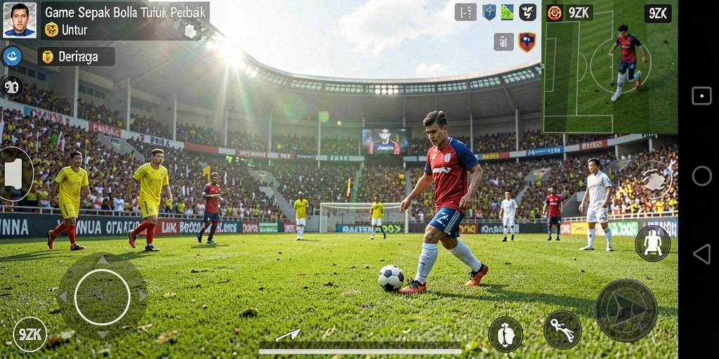Gameplay menarik game sepak bola 9ZK dengan grafis menawan.