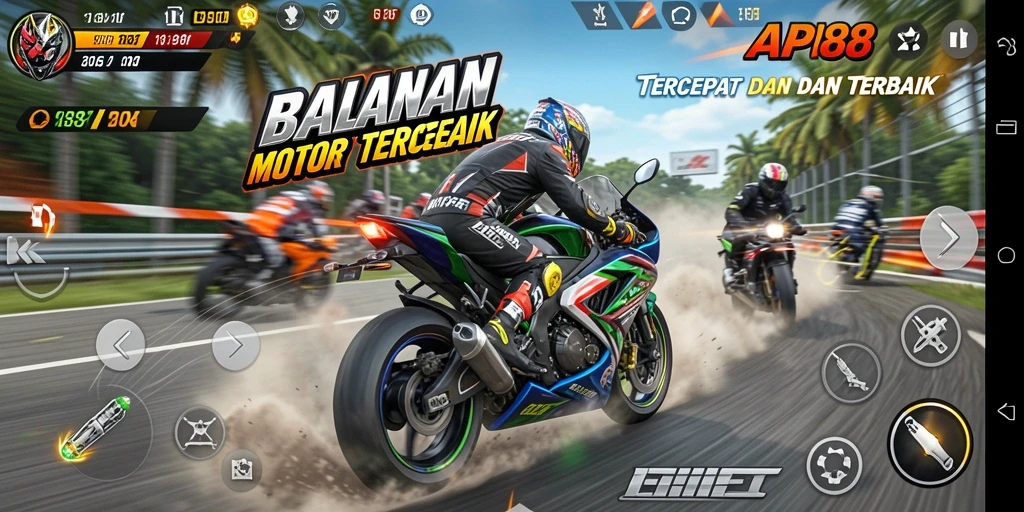 Screenshot gameplay API88 menampilkan balapan motor yang mendebarkan.
