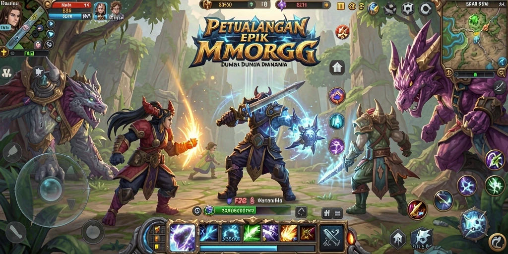 Tangkapan layar gameplay F08 menampilkan pertempuran epik dalam dunia MMORPG.
