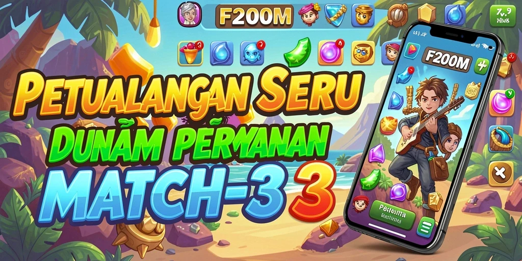 Tampilan menarik gameplay F200M dalam permainan Match-3.