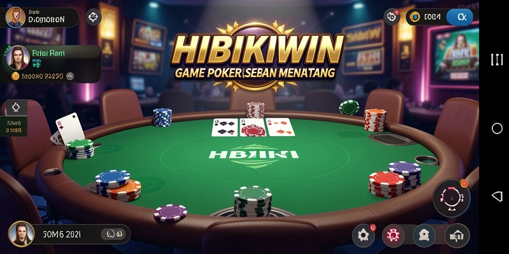 Tangkapan layar HIBIKIWIN menampilkan aksi permainan Poker yang mendebarkan.