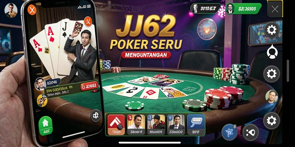 Screenshot gameplay JJ62 yang menunjukkan aksi seru permainan Poker.