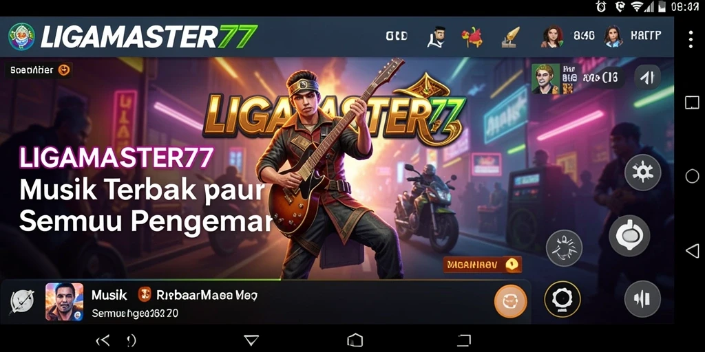 Screenshot LIGAMASTER77 menunjukkan pemain asyik menikmati permainan musik.