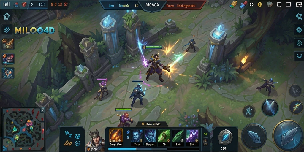 Screenshot gameplay MOBA di MILO4D yang menunjukkan aksi seru di arena.