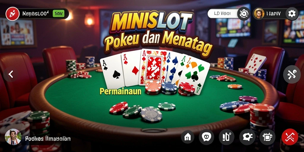 Screenshot gameplay MINISLOT yang menunjukkan suasana poker yang mendebarkan.