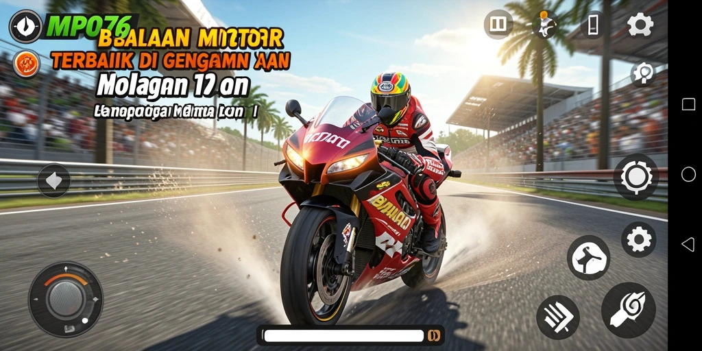 Tampilan seru balapan motor dengan jalanan yang menantang.