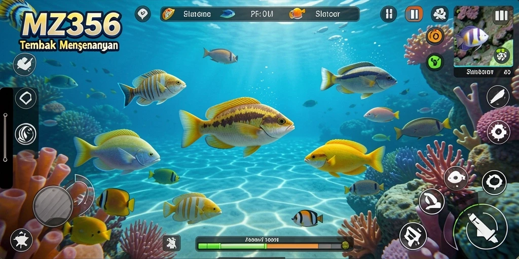 Tampilan gameplay MZ356 saat berburu ikan dengan senjata.