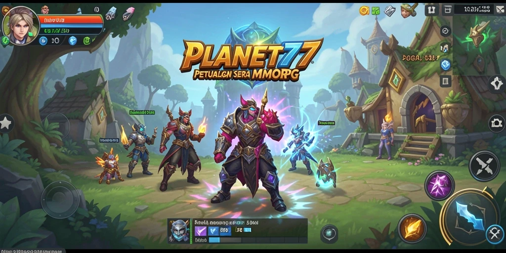Tangkapan layar gameplay PLANET77 yang menampilkan aksi seru dalam pertarungan MMORPG.