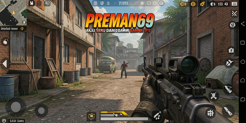Tampilan aksi seru dalam game TPS PREMAN69.