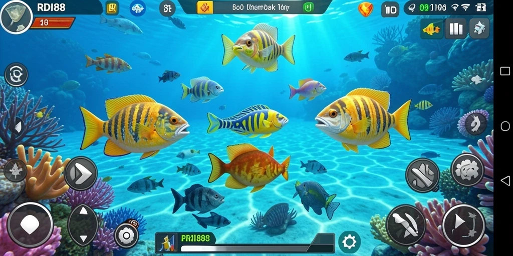 Tampilan screenshot RDI88 menunjukkan aksi menembak ikan yang seru.