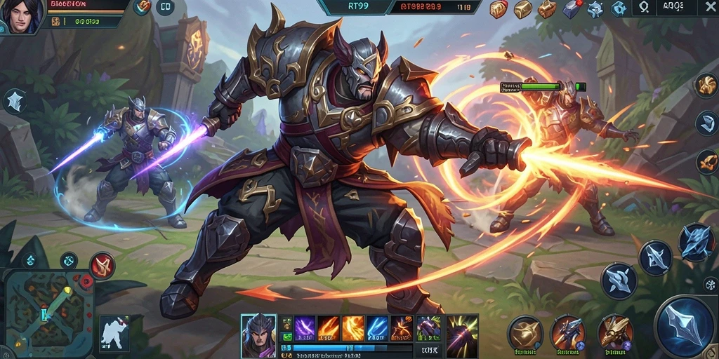 Tangkapan layar menampilkan aksi seru gameplay MOBA di RT99.