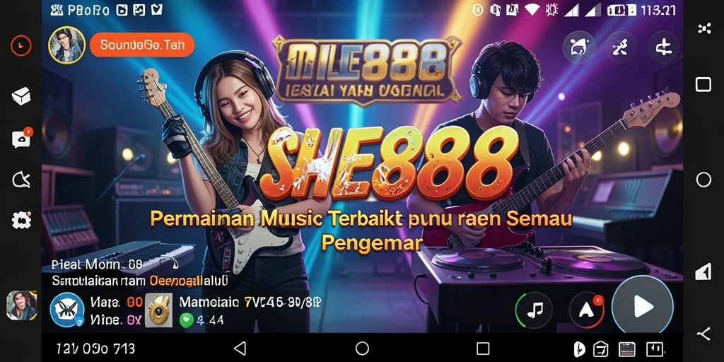 Tangkapan layar utama dari gameplay SHE888 menampilkan keseruan bermain musik.