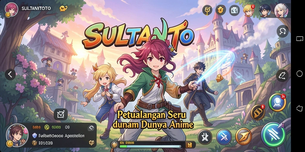 Tangkapan layar gameplay SULTANTOTO menampilkan aksi pertarungan yang epik dalam dunia anime.