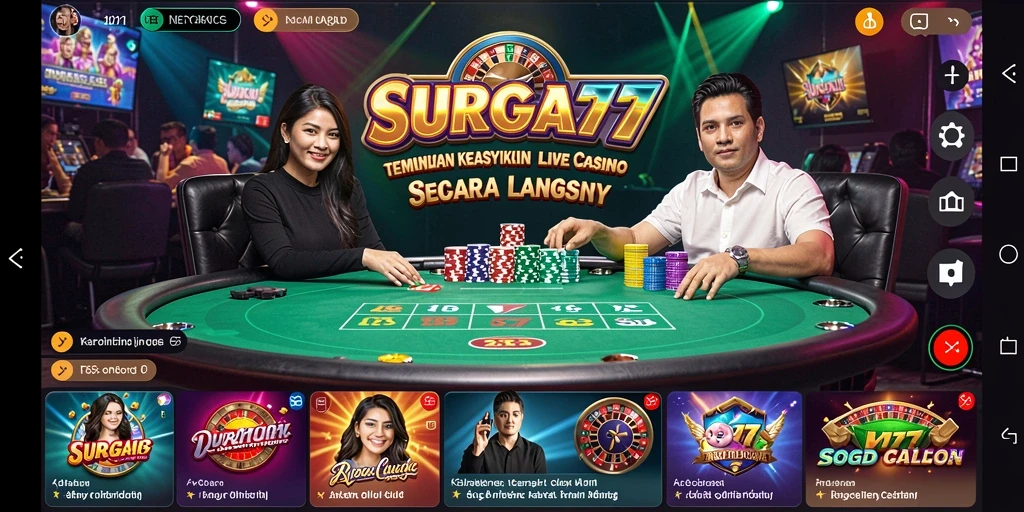 Tampilan gameplay SURGA77, menyenangkan dan menegangkan di Live Casino.