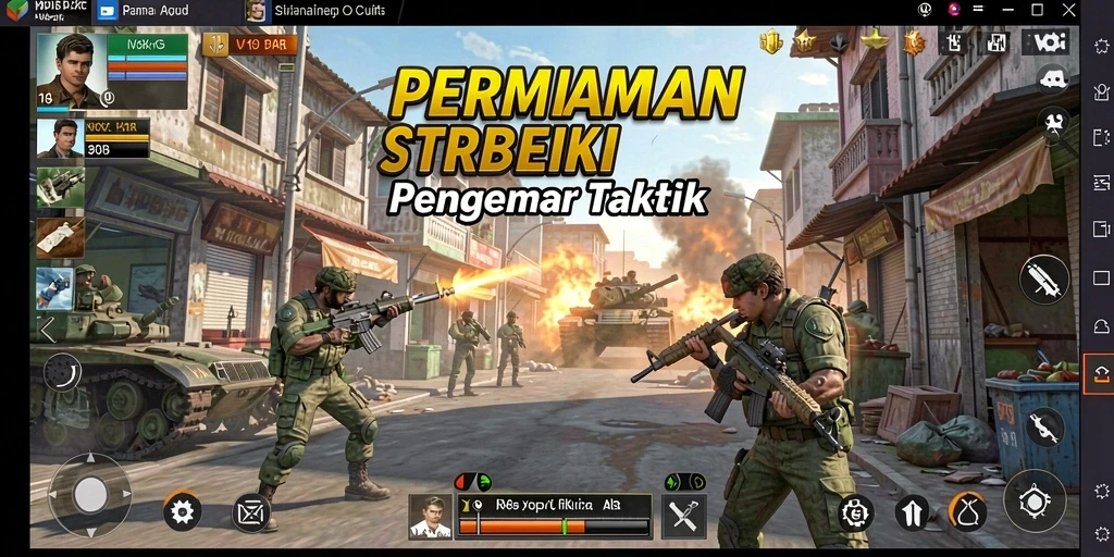 Screenshot gameplay V98 menampilkan rancangan strategi yang cerdas.